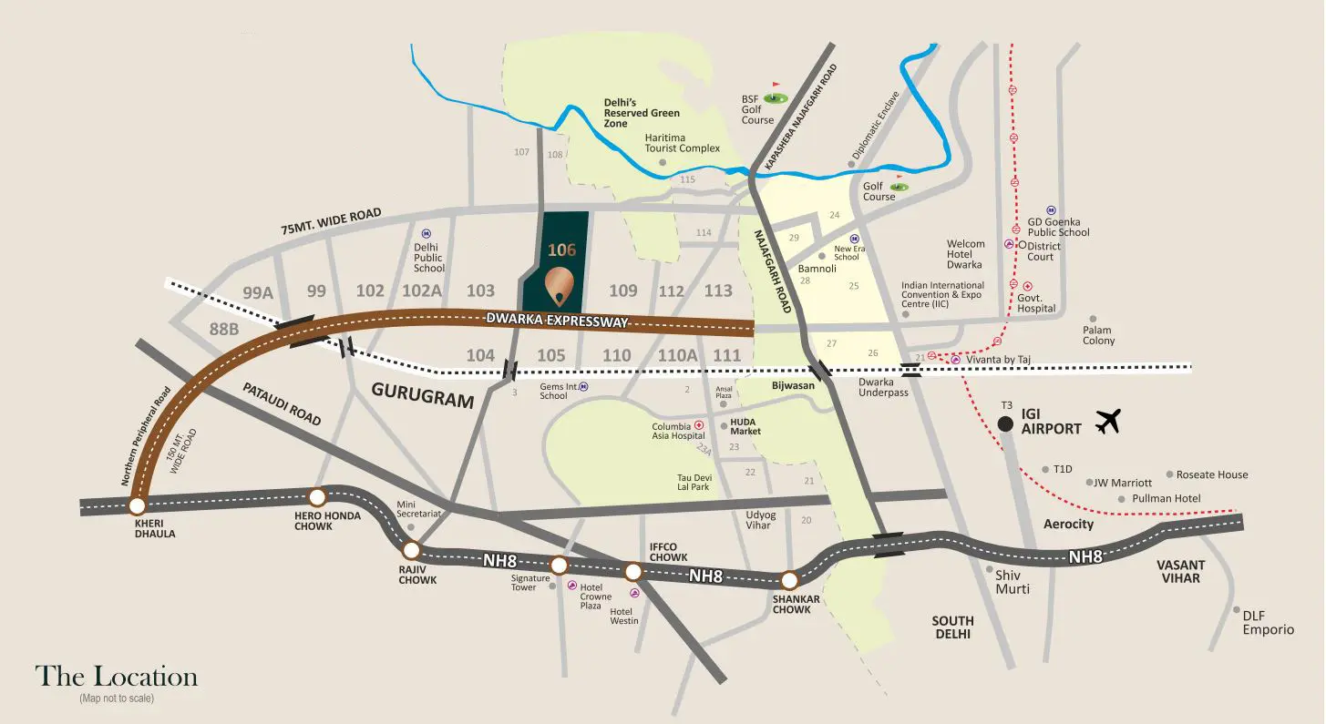 location map: Elan The Presidential 2 Sector 106 Gurgaon